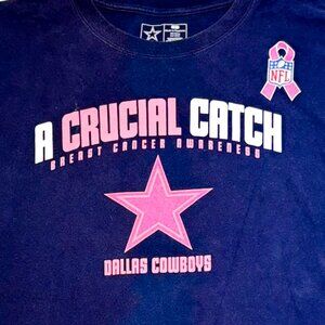 Dallas Cowboys NFL Shirt " A Crucial Catch " Breast Cancer Awareness Blue Pink